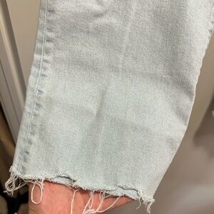 Light Blue Frayed Hem Women Jeans